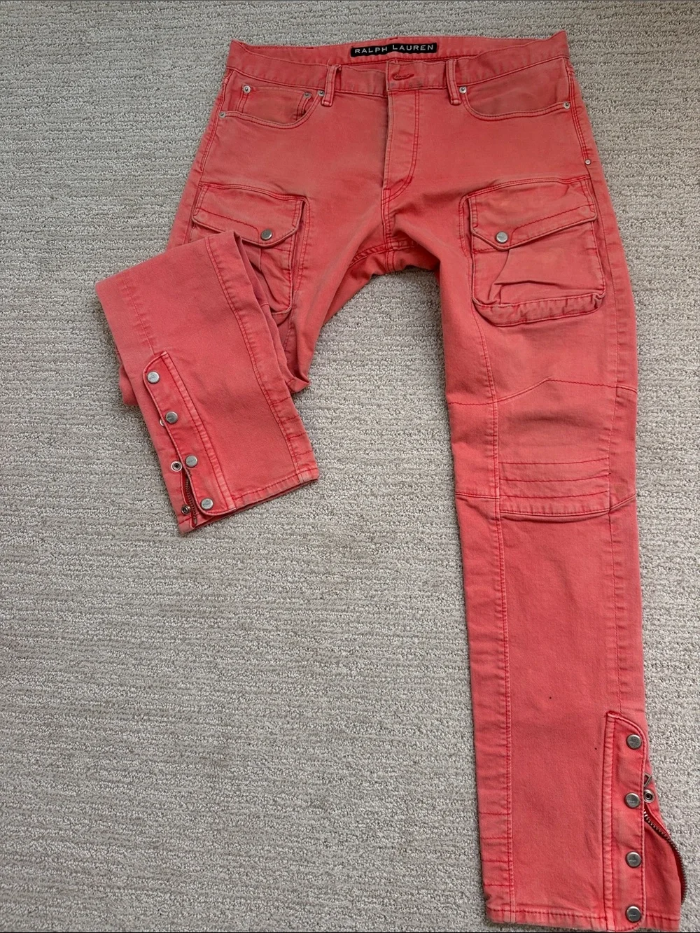 Ralph Lauren Men’s Coral Cargo Moto Jeans Black Label 34x34 slim fit
